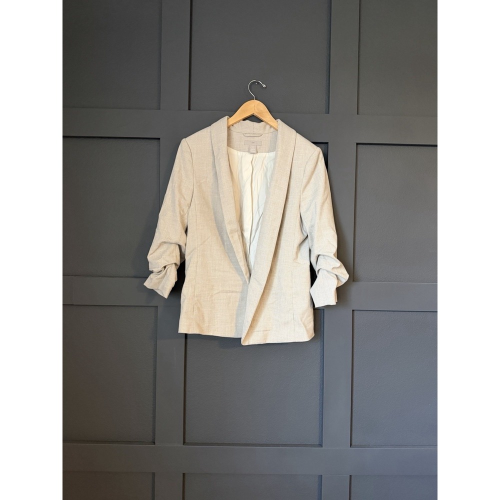 Linen Blazer Size 10 Ruched 3/4th Sleeves